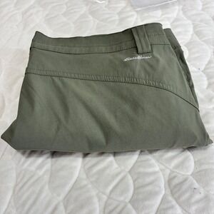 Eddie Bauer Womens Green Hiking‎ Capri Pants Size 16 Convertible Outdoor Casual